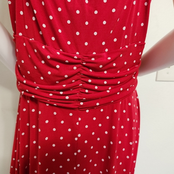 Red R&K polka dot sleeveless dress size 14 - Picture 8 of 11